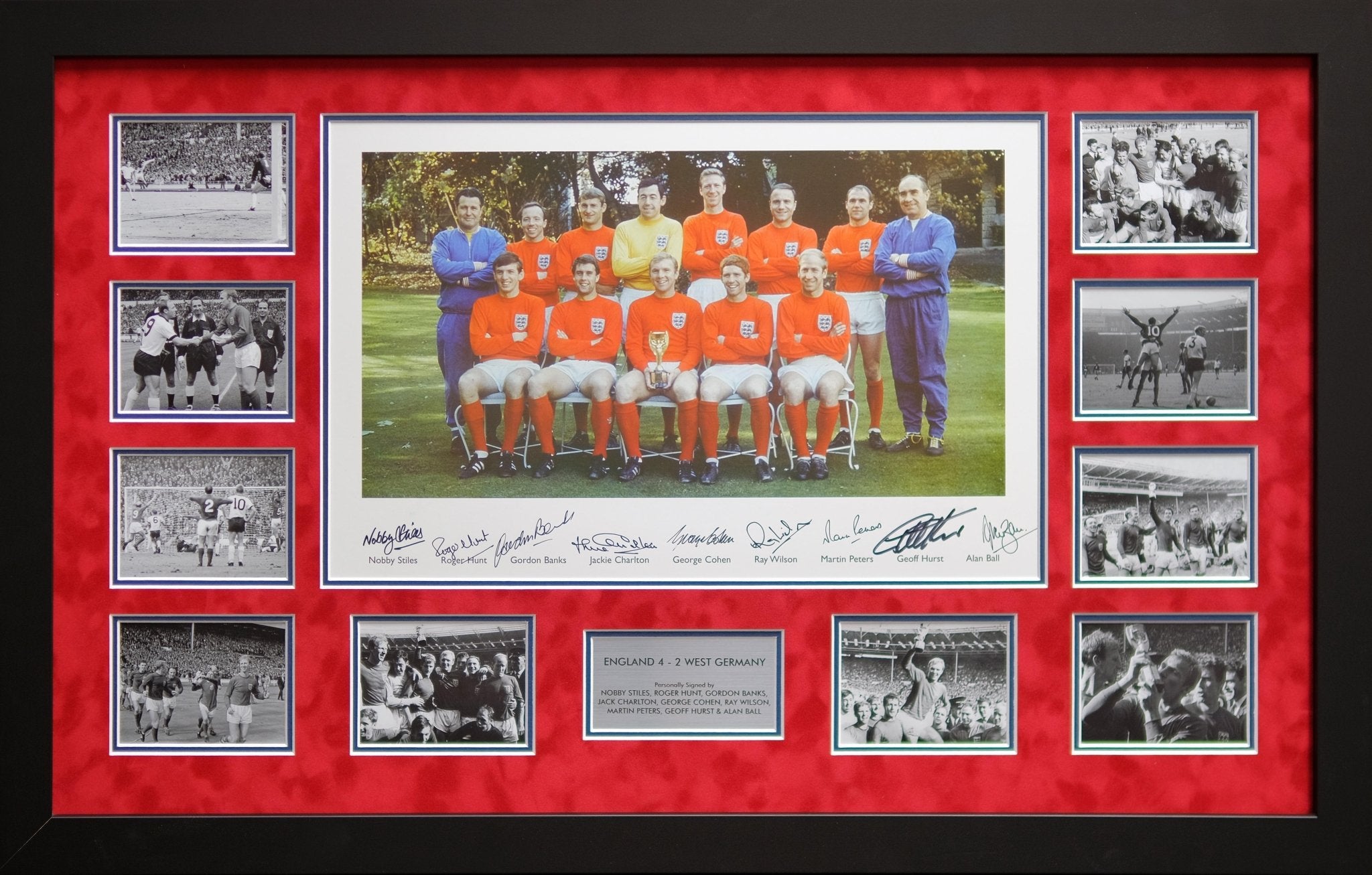 1966 9 Signed England Photograph Framed Display - Memorabilia Framers Shop